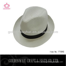 Sombreros promocionales de papel blanco sombreros fedora baratos con diseño personalizado logo